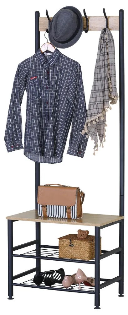Intenso Home előszobai ruhafogas cipőtartó polcokkal 60 x 175cm sonoma tölgy