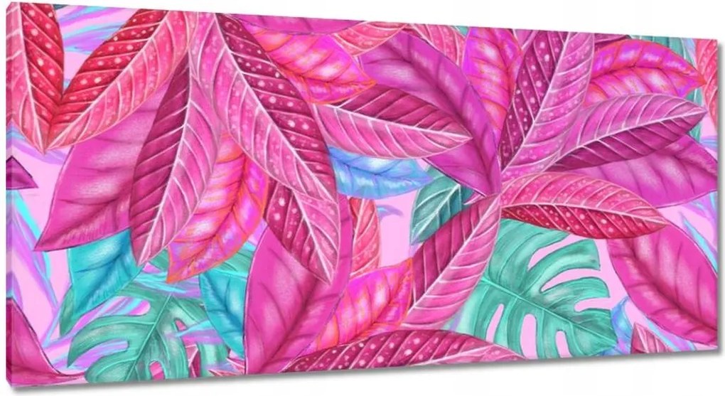 Vászonkép 115x55 Rózsaszín fújás Levelek