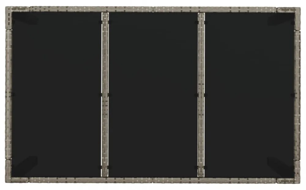 szürke polyrattan üveglapos kerti asztal 150 x 90 x 75 cm