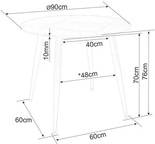 Rion étkezőasztal - 90 cm átmérő, márvány / fekete
