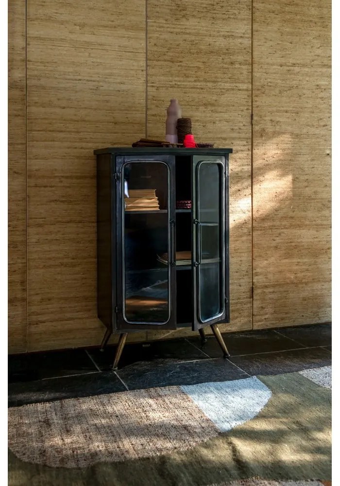 Fekete fém tálalószekrény 60x100x35 cm Denza – Dutchbone