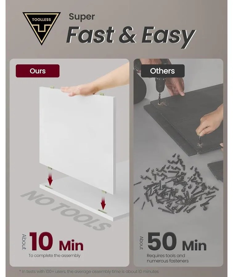 VASAGLE éjjeliszekrény 3 tárolófiókkal, matt fehér és cappuccino bézs színben