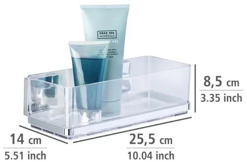 WENKO 22692100-Polc VACUUM-LOC QUADRO ED 25,5x14 cm ezüst/átlátszó