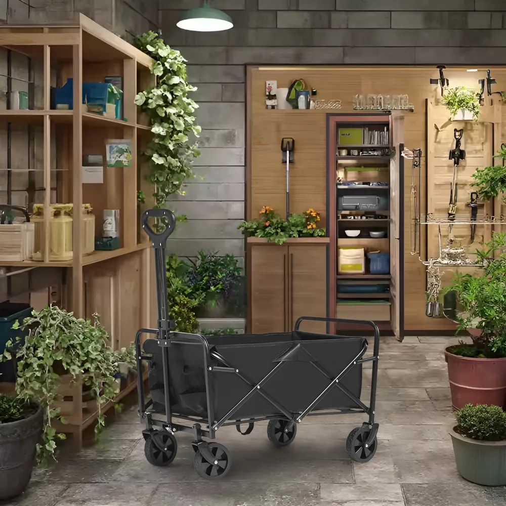 Kerti kocsi, összecsukható, fekete, KARIL