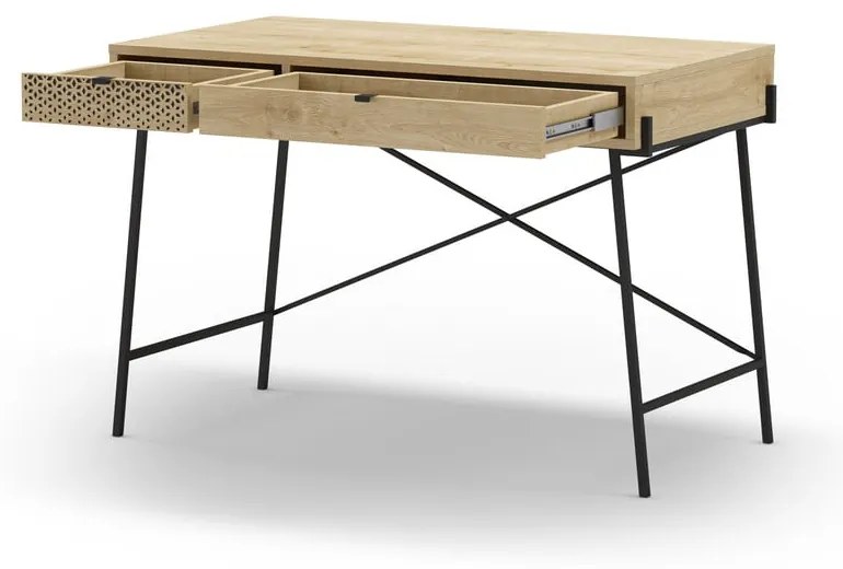 Íróasztal tölgyfa dekorral 60x110 cm Ecrin – Marckeric