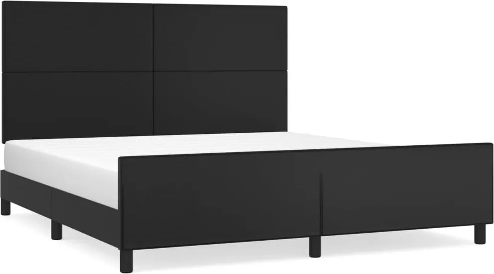 vidaXL fekete műbőr ágykeret fejtámlával 180x200 cm