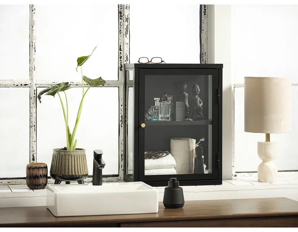 Fekete fém függő tálalószekrény 45x60 cm Carmel – Unique Furniture