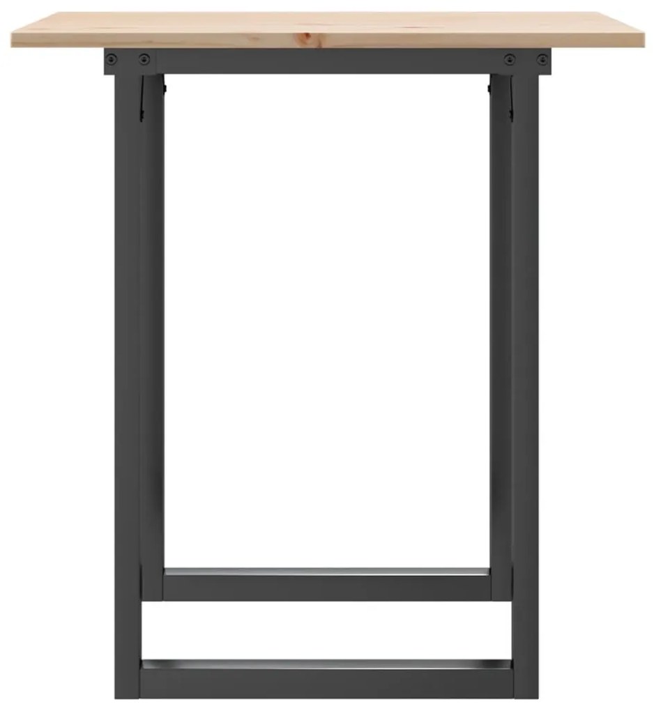 Tömör fenyőfa és acél étkezőasztal O-vázzal 70x70x75 cm