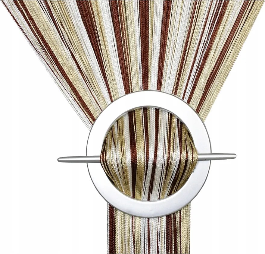 Függöny Spagetti Függöny 100x200 magasság spagetti fehér barna cappuccino