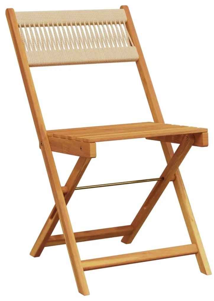 3 részes bézs polipropilén és tömör fa bisztrószett