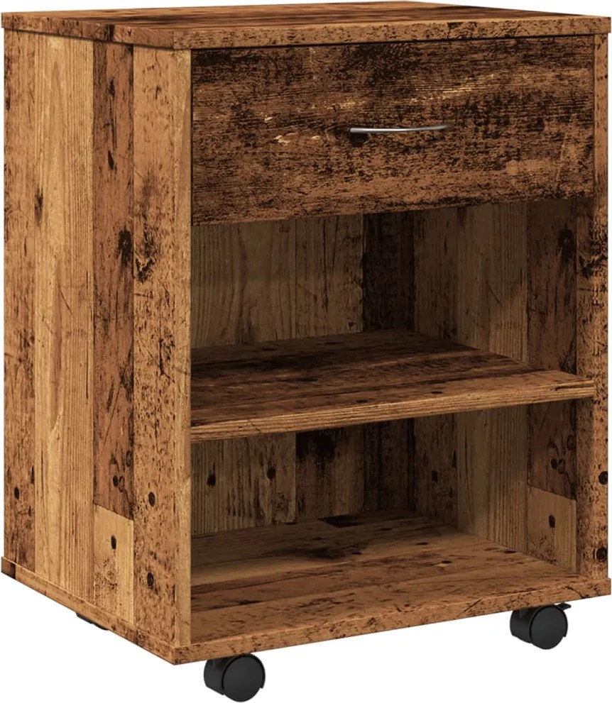 vidaXL antik fa színű szerelt fa kerekes szekrény 46x36x59 cm