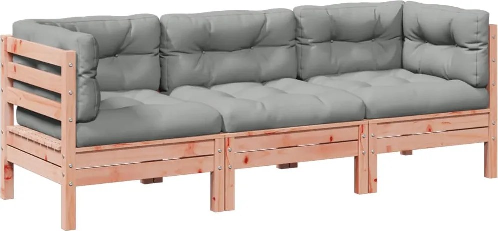 vidaXL 3 részes tömör duglászfenyő kerti társalgószett párnákkal