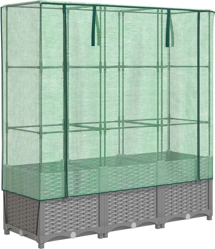 vidaXL rattan megjelenésű magaságyás melegháztakaróval 120x40x138 cm