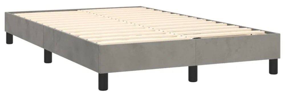 világosszürke bársony rugós és LED-es ágy matraccal 120x200 cm