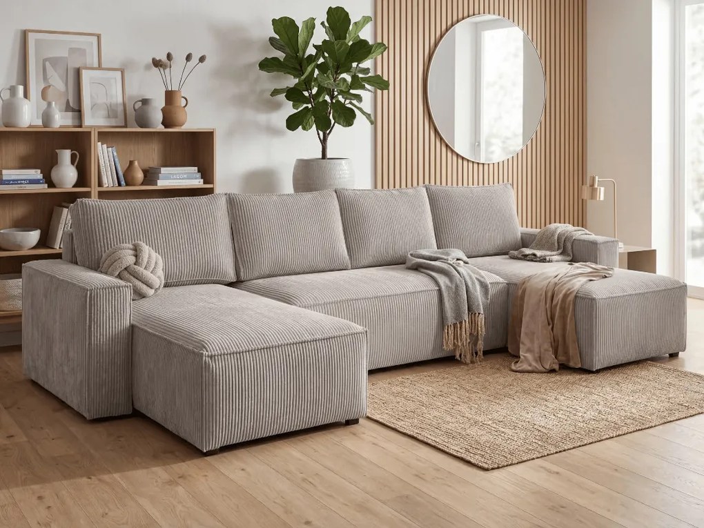 AKCIÓ Bézs U alakú ülőgarnitúra SMART COSARO 295x140 cm II. osztály