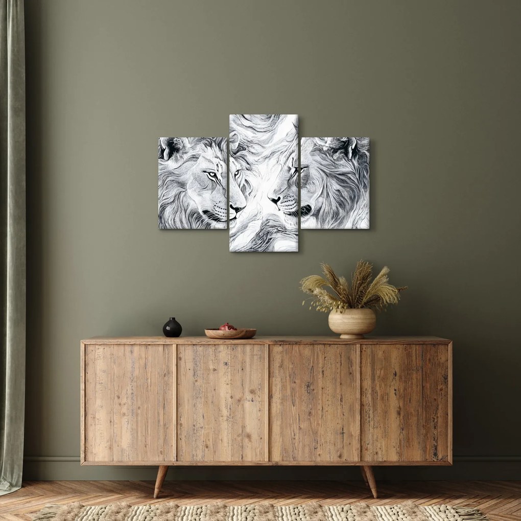 Kép - Rajzolt oroszlánfejek (90x60 cm)