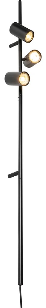 Okos fali lámpa fekete, lábkapcsolóval, 3 fényforrású, 3 Wifi GU10 50mm-es izzóval - Jeana Luxe