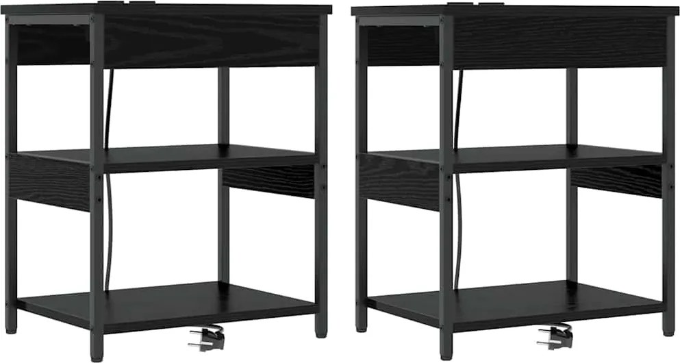 vidaXL Éjjeliszekrény 2 pcs Fekete tölgy 41 x 31 x 51 cm Faanyag