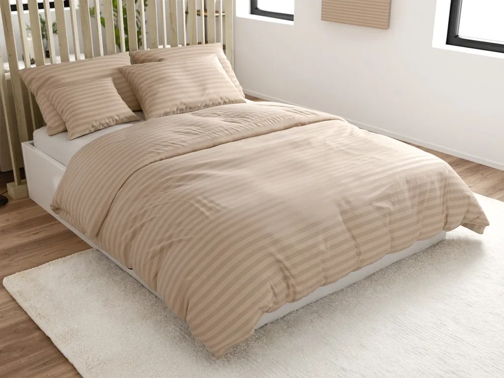 JASMINE mikroszálas szállodai ágyneműhuzat, bézs – 2 cm-es csíkos Ágyneműhuzat mérete: 2 db 70 x 90 cm | 200 x 220 cm