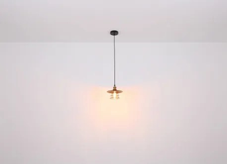 Globo 15086BH1 Függeszték fém fekete matt, fémháló antik sárgaréz, kábel PVC fekete, ø: 300mm, M: 1500mm, 1x E27 60W 230V izzó nélkül