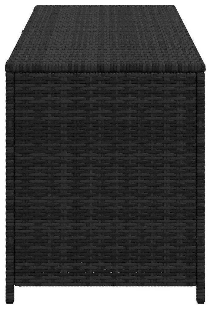 fekete polyrattan kerti tárolóláda 150 x 50 x 60 cm