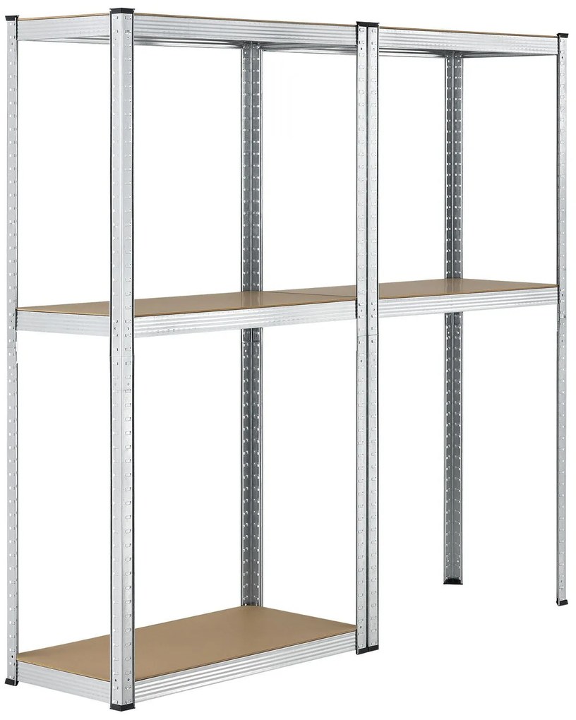 Juskys 2 darabos polc szett - 160x80x40 cm - ezüst
