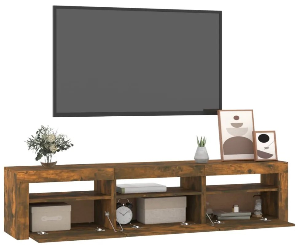 füstös tölgy színű TV-szekrény LED-világítással 180x35x40 cm