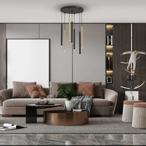 Csillár zsinóron MONZA 7xG9/8W/230V fekete/arany