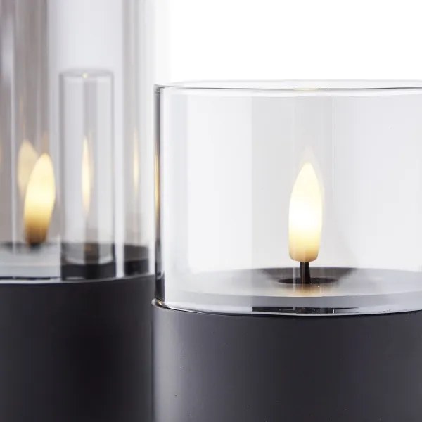 Brilliant - 3 darabos BOUGIE LED gyertya szett LED/2xAA IP44, fekete/füstszínű