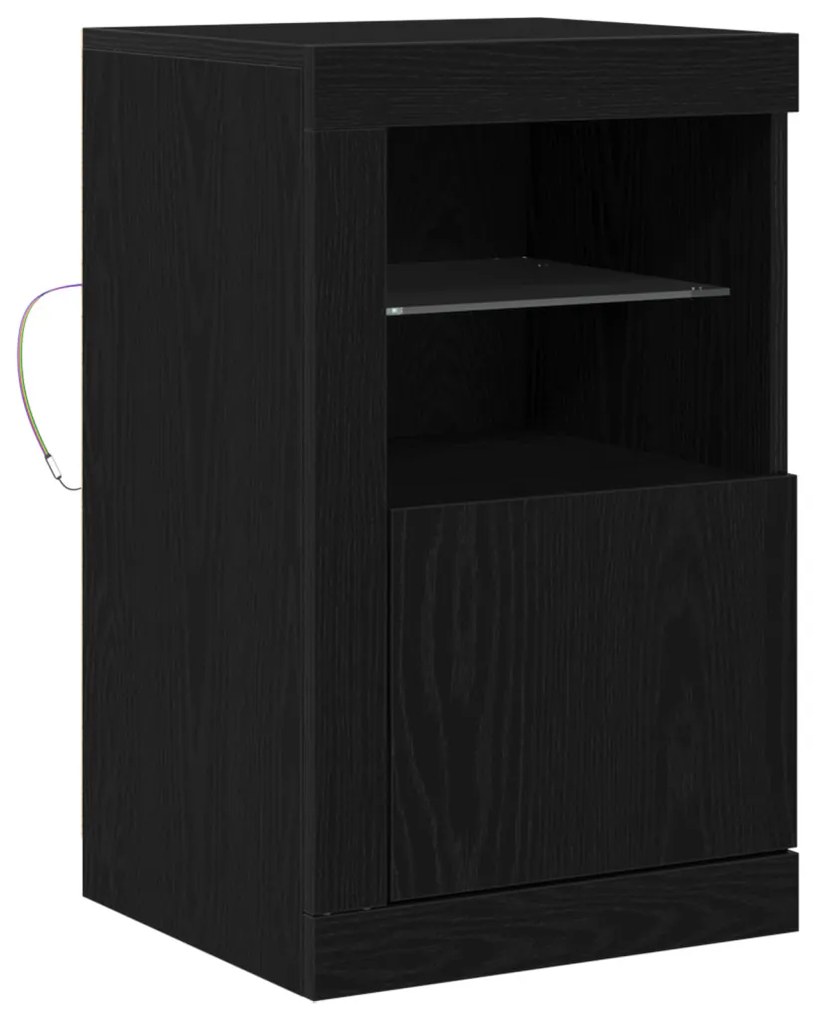 LED világítással ellátott fekete tölgy komód 41x37x67 cm