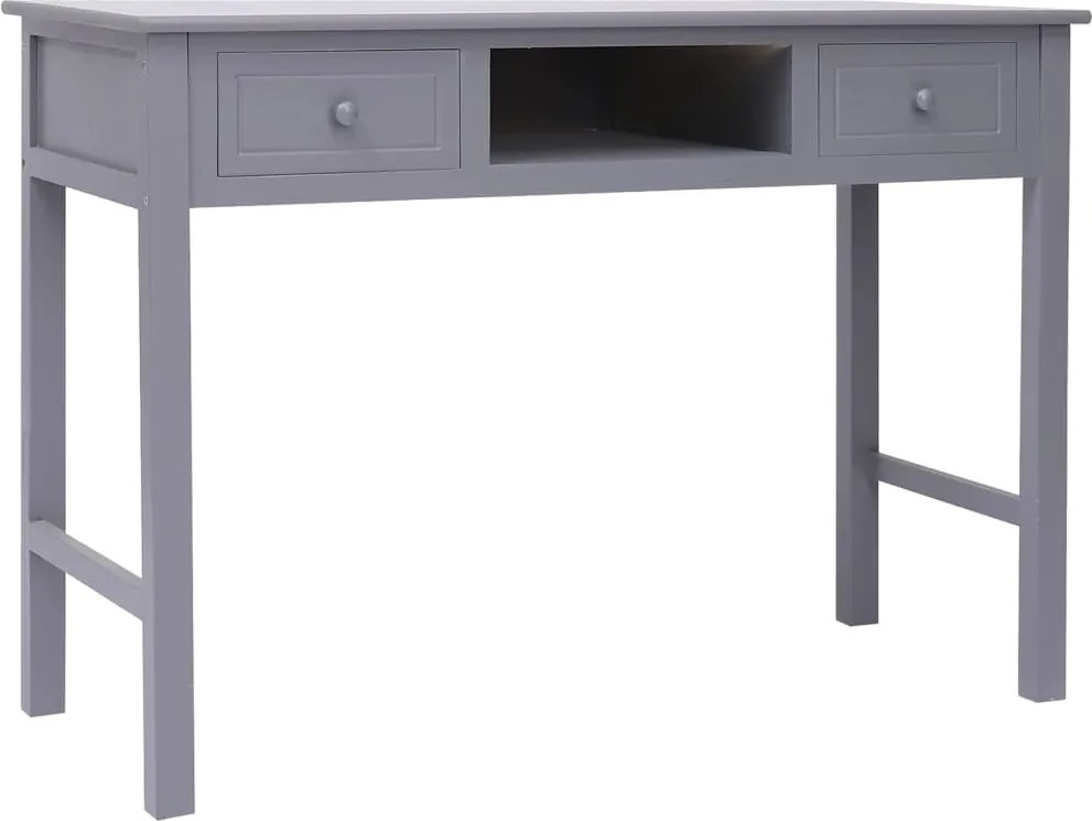 vidaXL szürke tömör császárfa íróasztal 108 x 45 x 76 cm