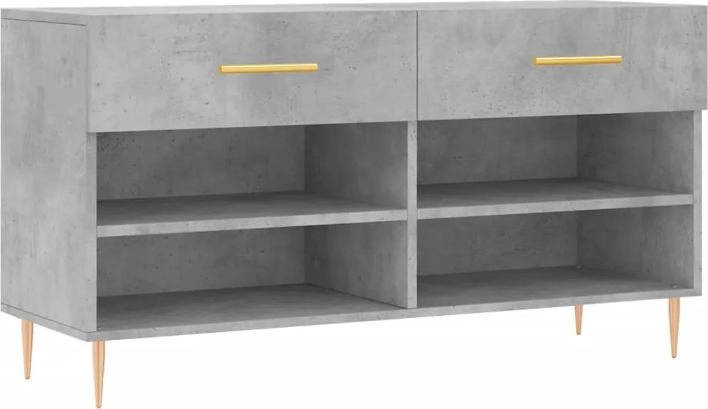 vidaXL betonszürke szerelt fa cipőpolc 102 x 35 x 55 cm