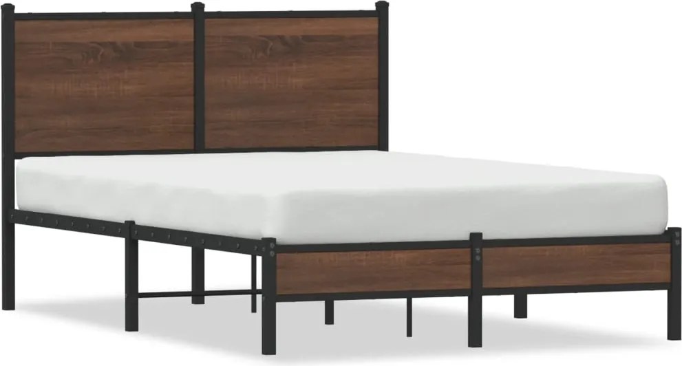 vidaXL barna tölgy színű fém ágykeret matrac nélkül 120 x 200 cm