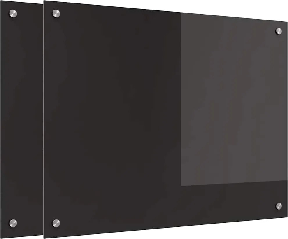 vidaXL Konyhai splashback 2 pcs Fekete 80 x 60 cm edzett üveg