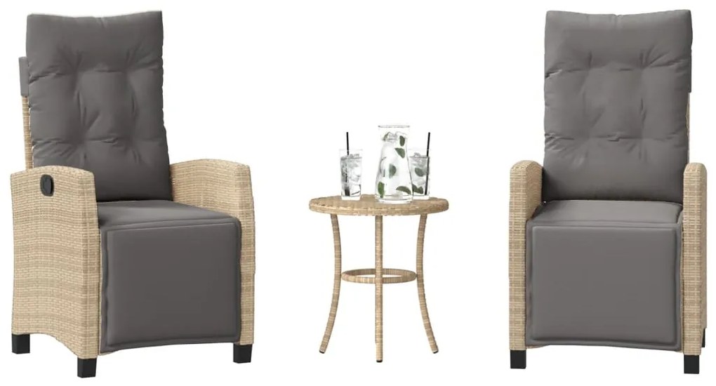 vidaXL 3 részes vegyes bézs polyrattan bisztrógarnitúra párnákkal