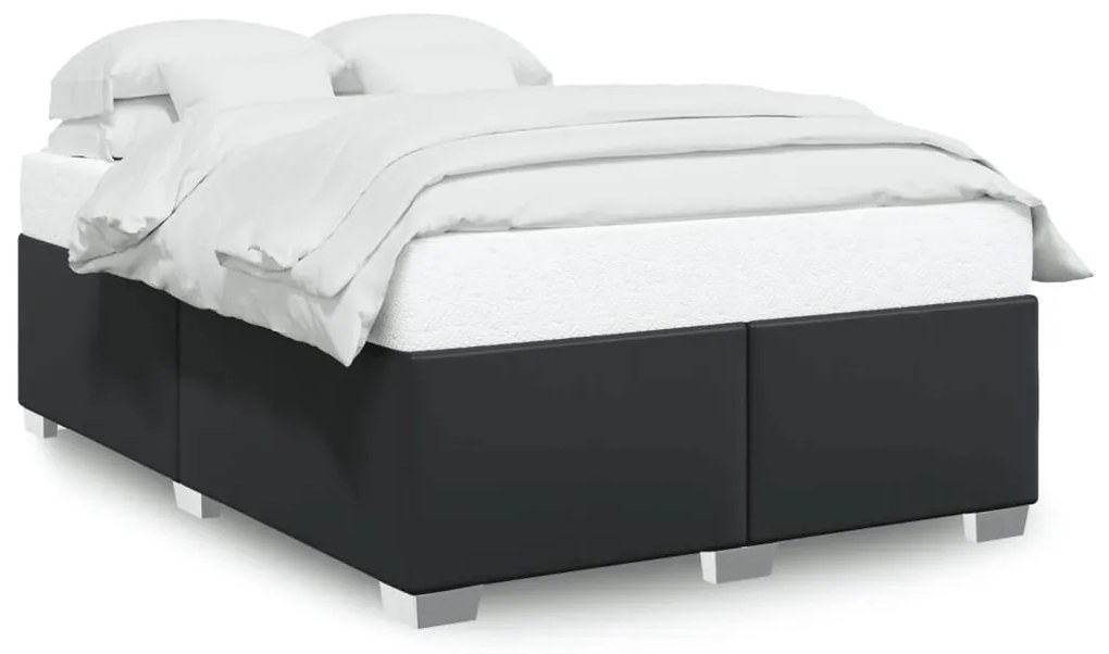 fekete műbőr ágykeret 140x190 cm