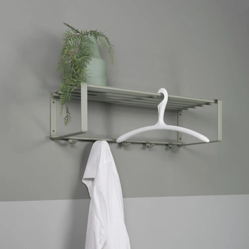 Szürkészöld fém fali fogas polccal 70 cm Rex – Spinder Design