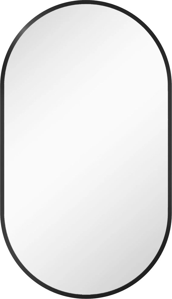 HOMCOM Ovális Fürdőszobai Tükör 40x70 cm Aluminium Kerettel Dekoratív Fali Tükör Vízszintes vagy Függőleges Használatra Fekete | Aosom