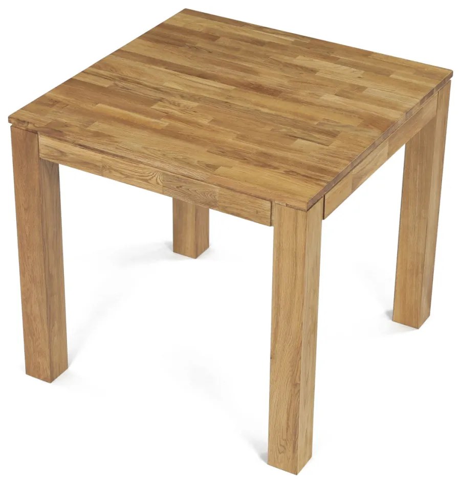 Jídelní stůl 80x80x75 cm, masiv dub bílý, povrchová úprava olejem, nohy 8x8 cm