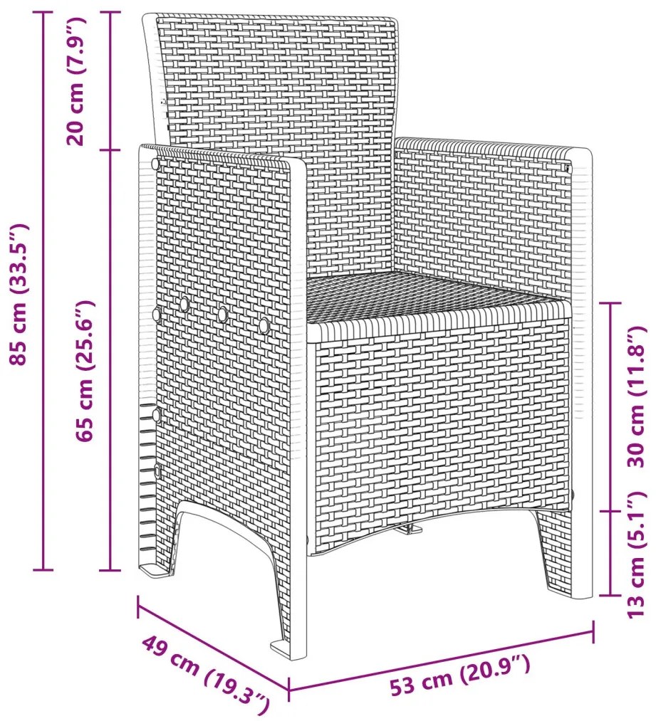 Kerti szék 4-es készlet Fehér Poli rattan Standard Könnyű súly