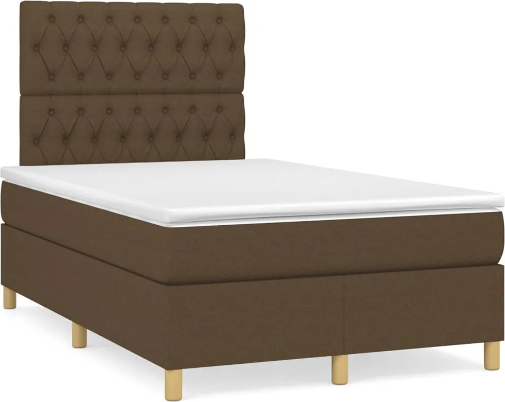 vidaXL sötétbarna szövet rugós ágy matraccal 120 x 200 cm