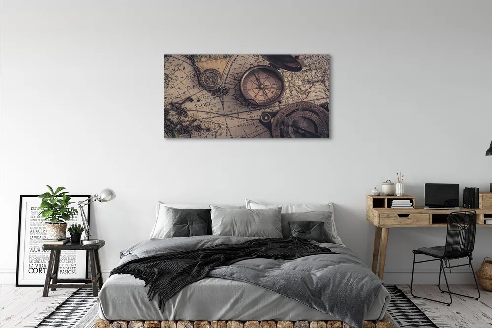 Canvas képek iránytű térkép 125x50 cm