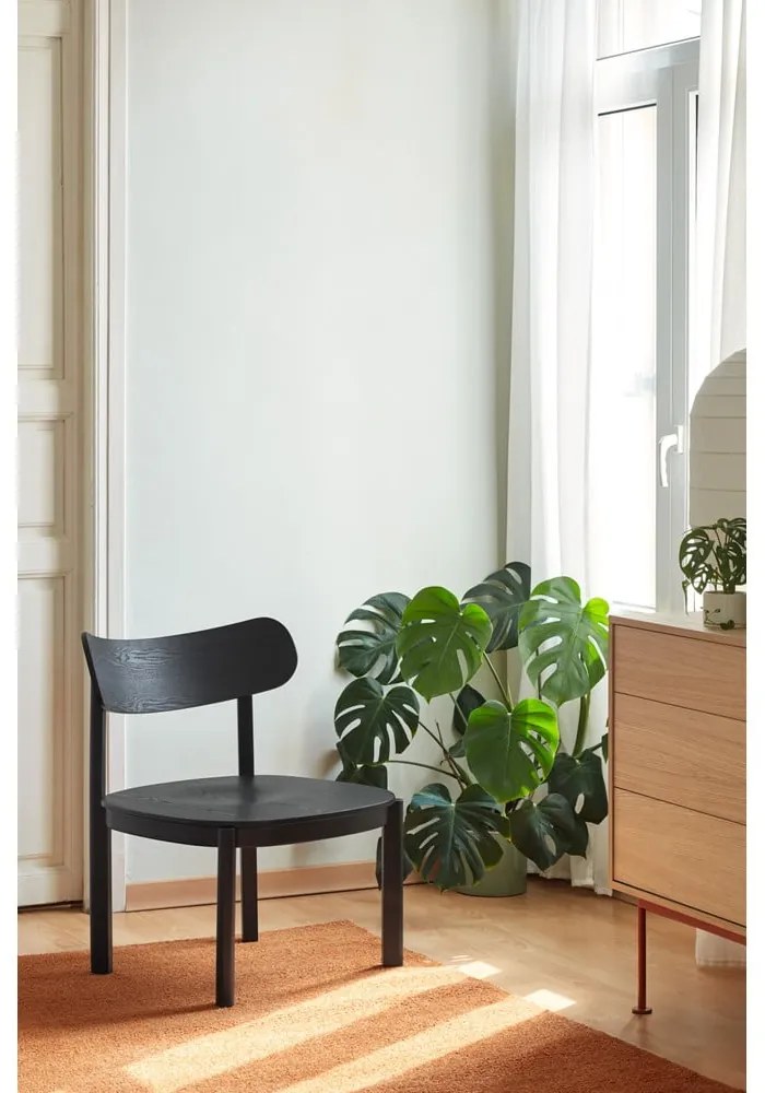 Fekete fotel kőrisfa dekorral Nara - Teulat