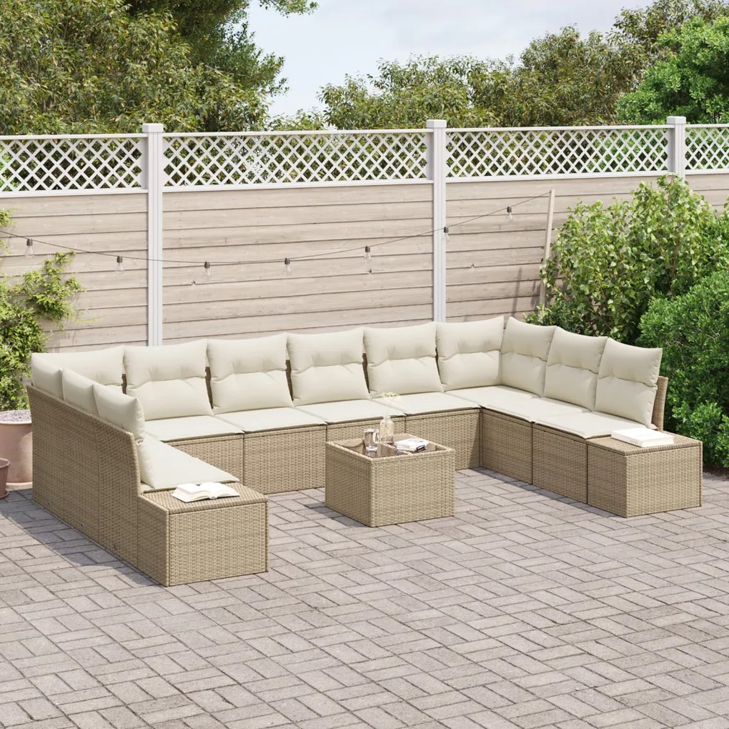 Kerti Kanapé Szett 11 pcs bézs és krémszínű 344 x 209 x 85 cm