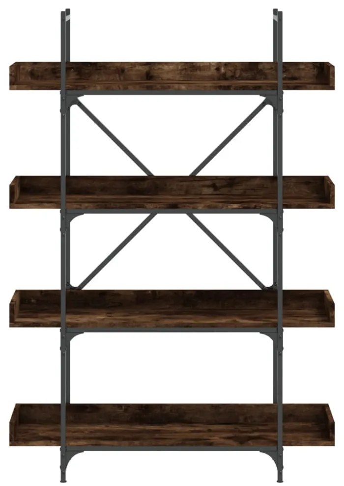 4 szintes füstös tölgy szerelt fa könyvespolc 100x33x145,5 cm