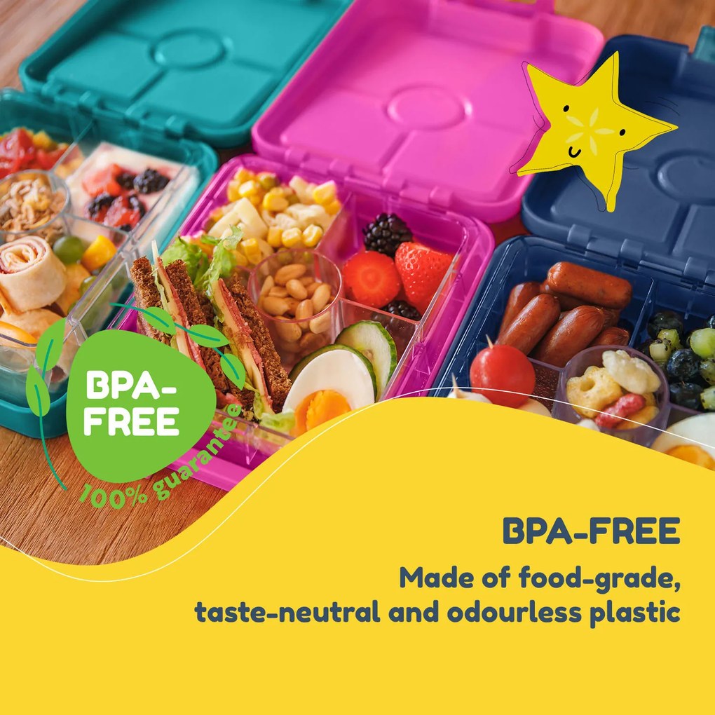 Klarstein Schmatzfatz easy, tízórais doboz, 4 rekesz, 18 x 15 x 5 cm