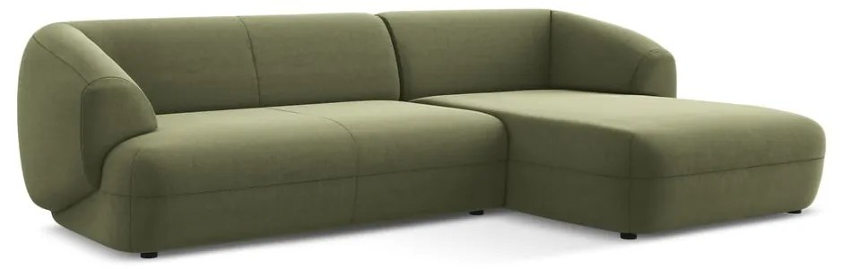 Zöld bársony sarokkanapé (jobb oldali) Moana – Makamii