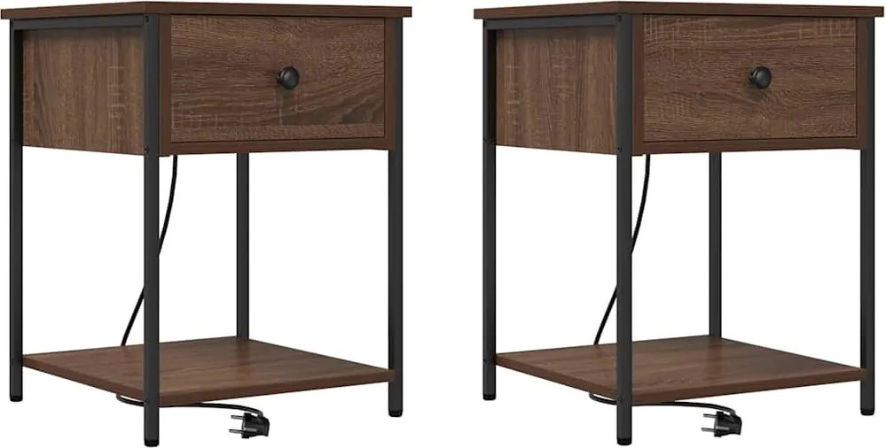 vidaXL Éjjeliszekrény 2 pcs Barna Tölgy 42 x 41 x 56 cm Faanyag