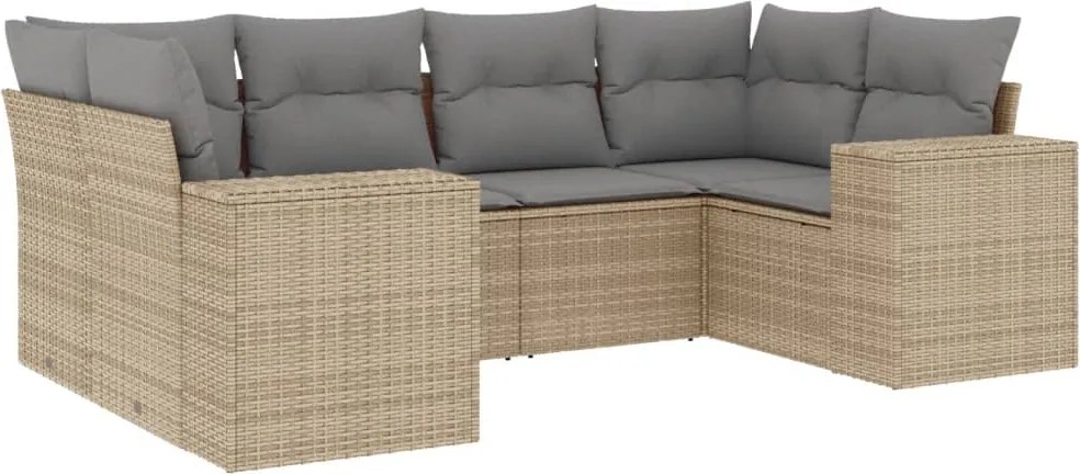 vidaXL 6 részes bézs polyrattan kerti ülőgarnitúra párnával