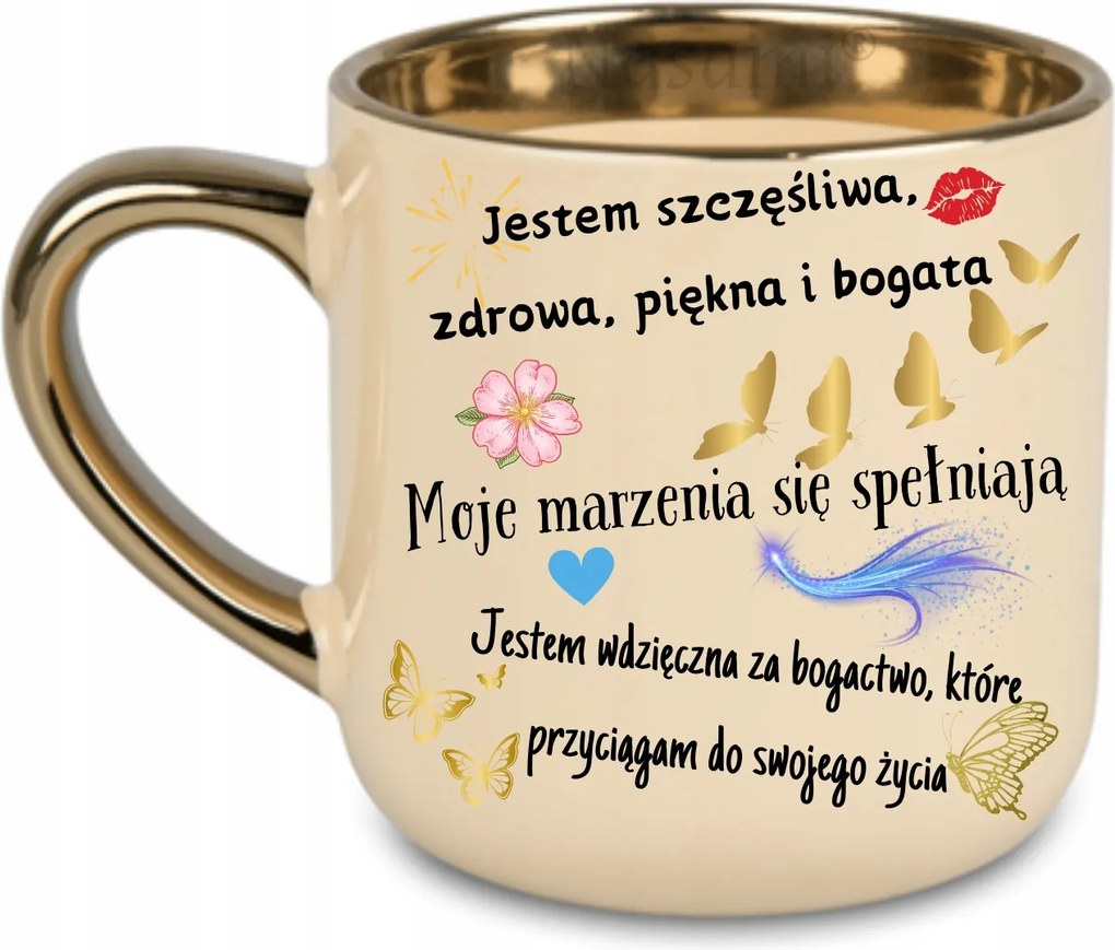 Elegáns bögre "Az én gazdagságom megerősítések" 400 Krémszínű